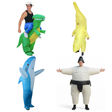 Funny Inflatable Group Costume Set - 4pc Dinosaur, Banana, Shark & Sumo (Halloween & Fancy Dress)