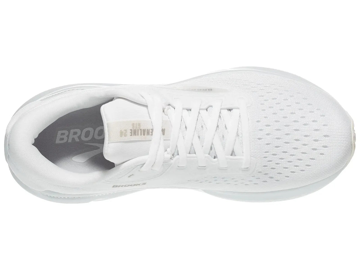 Brooks Adrenaline GTS 24 Womens Running Shoes - White/Oyster (Stability Sneakers/Runners)