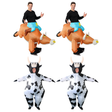 Rodeo Group Costume Set - 2x Inflatable Bull Rider + 2x Inflatable Milk Cow (Halloween & Fancy Dress)