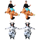 Rodeo Group Costume Set - 2x Inflatable Bull Rider + 2x Inflatable Milk Cow (Halloween & Fancy Dress)