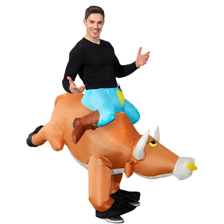 Adult Inflatable Bull Rider Costume Funny Cowboy Rodeo Fancy Dress - One Size