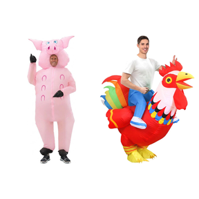 Pig & Rooster Farmyard Couples Costume Set - Inflatable Animal Halloween Fancy Dress
