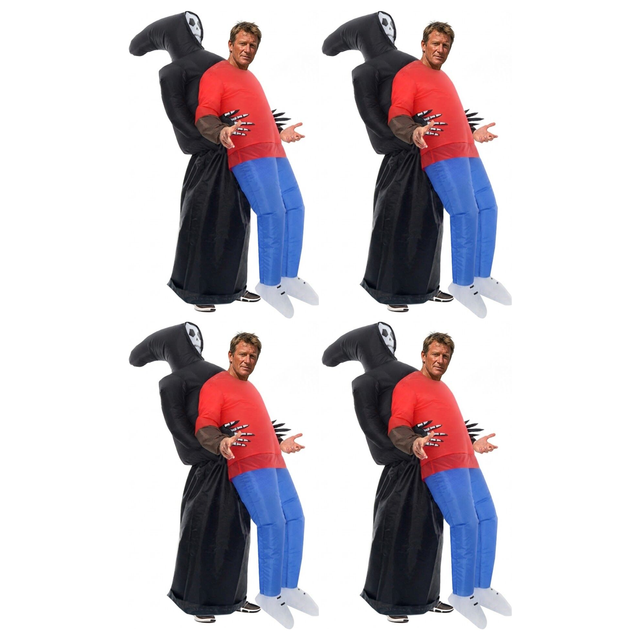 4x Adult Inflatable Grim Reaper Costume Bulk Pack - One Size (Group Costume for Halloween & Fancy Dress)