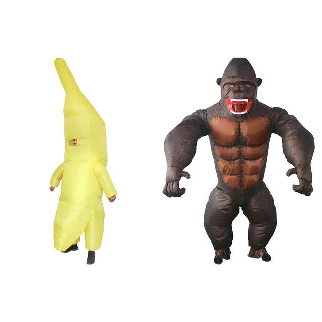 Banana & Gorilla Couples Costume Set - Inflatable Funny Halloween Fancy Dress