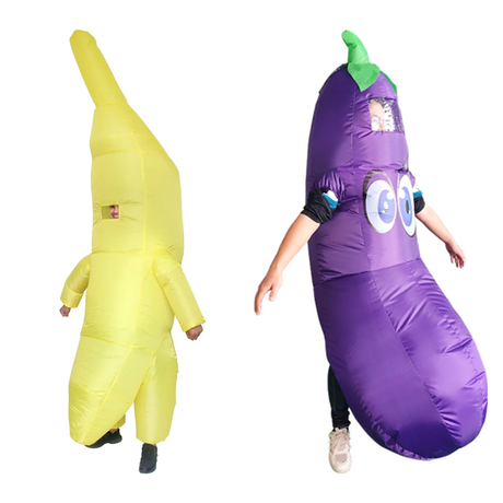 Banana & Eggplant Couples Costume Set - Inflatable Funny Fruit & Veg Hens/Bucks Party