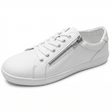 Rivers Womens White Side Zip Leather Sneakers in White