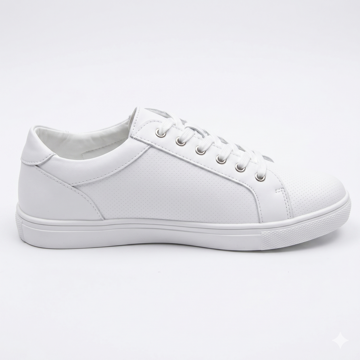 Rivers Womens White Side Zip Leather Sneakers in White