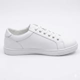 Rivers Womens White Side Zip Leather Sneakers in White