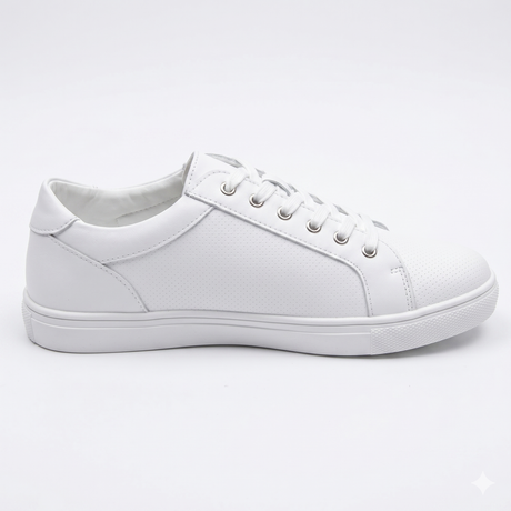 Rivers Womens White Side Zip Leather Sneakers in White