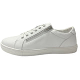 Rivers Womens LIV Leather Zip Sneaker Shoes in White