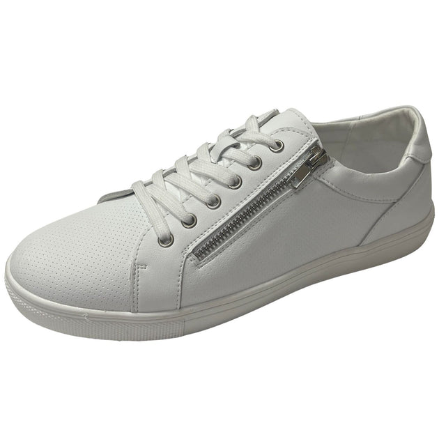 Rivers Womens LIV Leather Zip Sneaker Shoes in White - EU 42