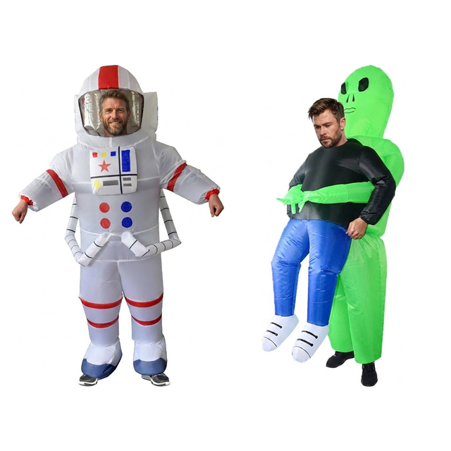 Astronaut & Alien Abduction Couples Costume Set - Inflatable Space Halloween Fancy Dress