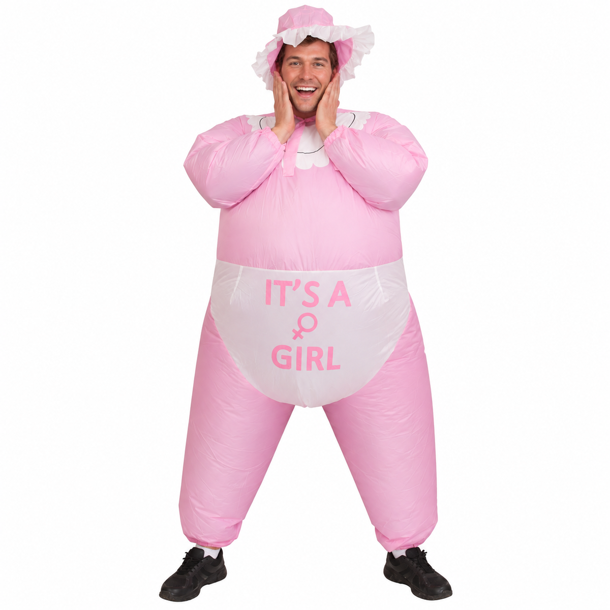 Adults Inflatable Baby Party Costume Hens Stag Bucks Gender Reveal - It's A Girl (Pink)