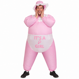 Adults Inflatable Baby Party Costume Hens Stag Bucks Gender Reveal - It's A Girl (Pink)