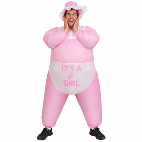 Adults Inflatable Baby Party Costume Hens Stag Bucks Gender Reveal - It's A Girl (Pink)