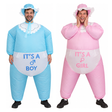 Gender Reveal Couples Costume Set - It's a Boy & It's a Girl Inflatable Babies (Baby Shower Party)