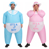 Gender Reveal Couples Costume Set - It's a Boy & It's a Girl Inflatable Babies (Baby Shower Party)
