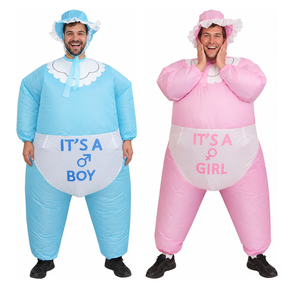 Gender Reveal Couples Costume Set - It's a Boy & It's a Girl Inflatable Babies (Baby Shower Party)
