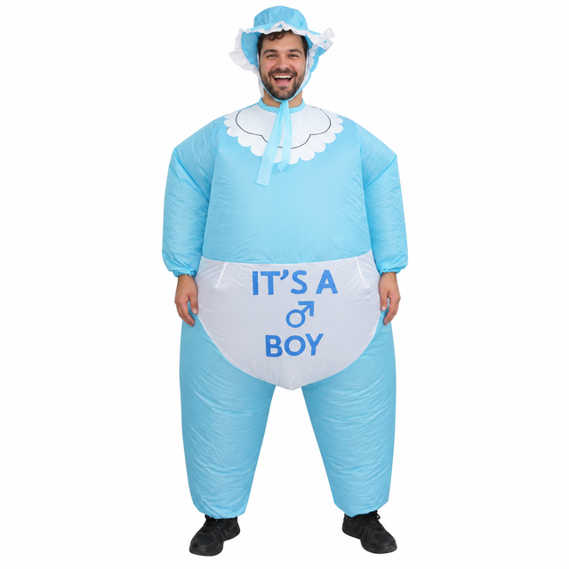 Adults Inflatable Baby Party Costume Hens Stag Bucks Gender Reveal - It's A Boy (Blue)