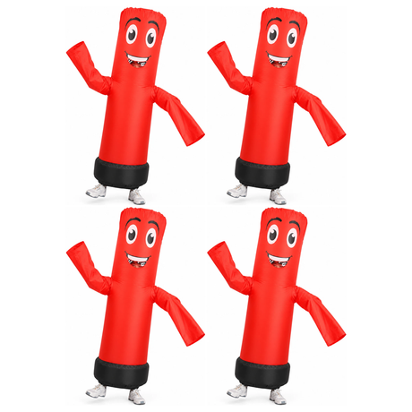 4x Adult Red Inflatable Dancing Tube Costume Bulk Pack - One Size (Group Costume for Halloween & Fancy Dress)