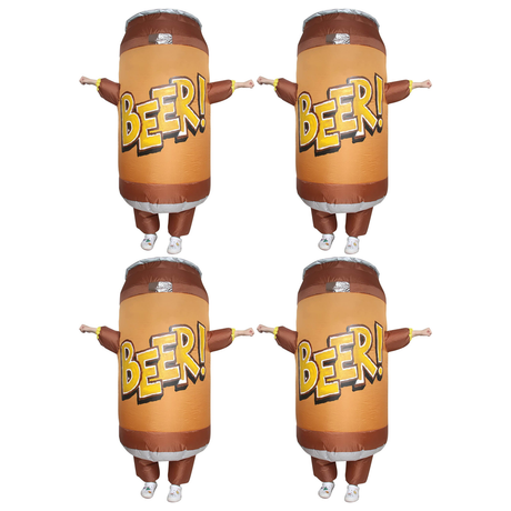 4x Adult Inflatable Beer Can Costume Bulk Pack - One Size (Group Costume for Bucks & Fancy Dress Party)
