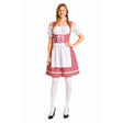 Womens Checkered Bavarian Lady Beer Maid Costume - Red (Oktoberfest Party)