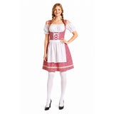 Womens Checkered Bavarian Lady Beer Maid Costume - Red (Oktoberfest Party)