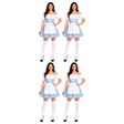 4x Womens Checkered Bavarian Lady Dirndl Beer Maid Costume Bulk Pack - Blue (Oktoberfest Party)
