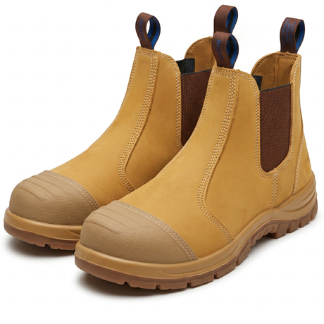 Rivers Orass Leather Steel Cap Toe Chelsea Safety Work Boots - Wheat Nubuck (Slip On Shoes)