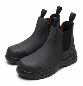 Rivers Orass Leather Steel Cap Toe Chelsea Safety Work Boots - Black (Slip On Shoes)