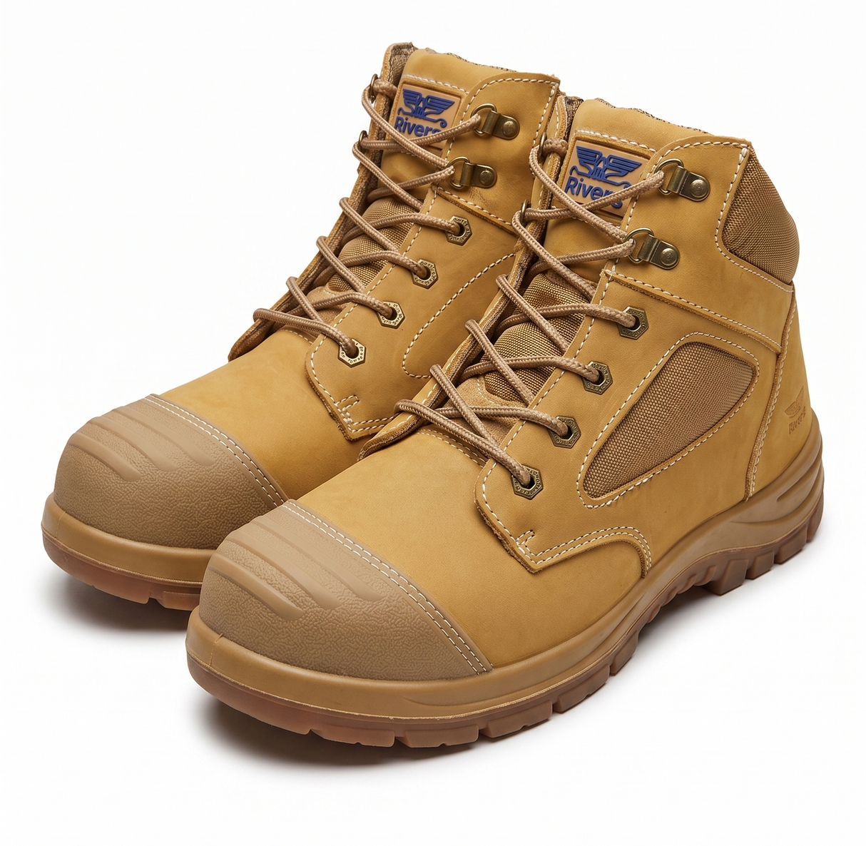 Rivers Olson Leather Steel Cap Toe Safety Work Boots  - Wheat (Lace-Up Shoes)