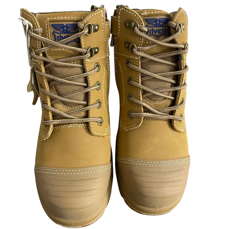 Rivers Olson Leather Steel Cap Toe Safety Work Boots  - Wheat (Lace-Up Shoes)