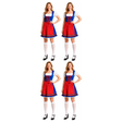 4x Womens Bavarian Lady Dirndl Beer Maid Costume Bulk Pack - Blue/Red Check (Oktoberfest Party)
