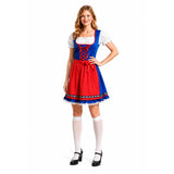 Womens Bavarian Lady Beer Maid Costume - Blue (Oktoberfest Party)