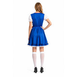Womens Bavarian Lady Beer Maid Costume - Blue (Oktoberfest Party)