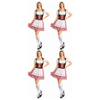 4x Womens Bavarian Lady Dirndl Beer Maid Costume Bulk Pack - Brown/Red Check (Oktoberfest Party)