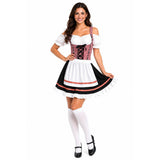 Womens Bavarian Oktoberfest Beer Lady Party Halloween Costume (Red & Black)