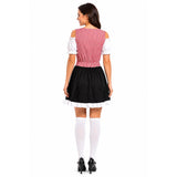 Womens Bavarian Oktoberfest Beer Lady Party Halloween Costume (Red & Black)