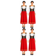 4x Womens Red/Black Long Dirndl Beer Girl Group Costume Bulk Pack - Oktoberfest Bavarian