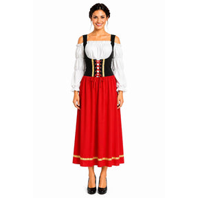 Womens Bavarian Oktoberfest Beer Lady Party Halloween Costume (Red)