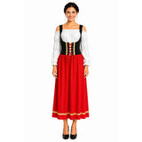 Womens Bavarian Oktoberfest Beer Lady Party Halloween Costume (Red)
