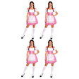 4x Womens Pink Oktoberfest Dirndl Beer Girl Group Costume Bulk Pack - Bavarian
