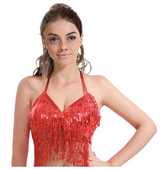 Adult Sequin Fringe Top in Red