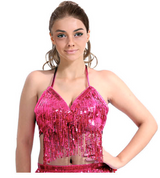 Adult Sequin Fringe Top in Hot Pink