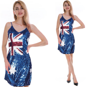 Womens Australia Flag Sequin Dress - Australia Day Costume/Aussie Party
