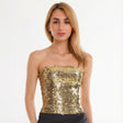 Gold Sequin Crop Top (Bandeau)  - Womens Sparkly Costume Tube