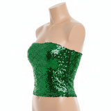 Green Sequin Crop Top (Bandeau) - Womens Sparkly Costume Tube