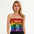 Rainbow Sequin Crop Top (Bandeau) - Womens Sparkly Costume Tube