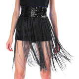 Sequin Belt w/Fringe Skirt 20s Flapper Dance Costume Party - Black