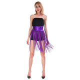 Womens Purple Sequin Belt w/ Fringe Skirt - Belly Dance Costume (Fancy Dress)